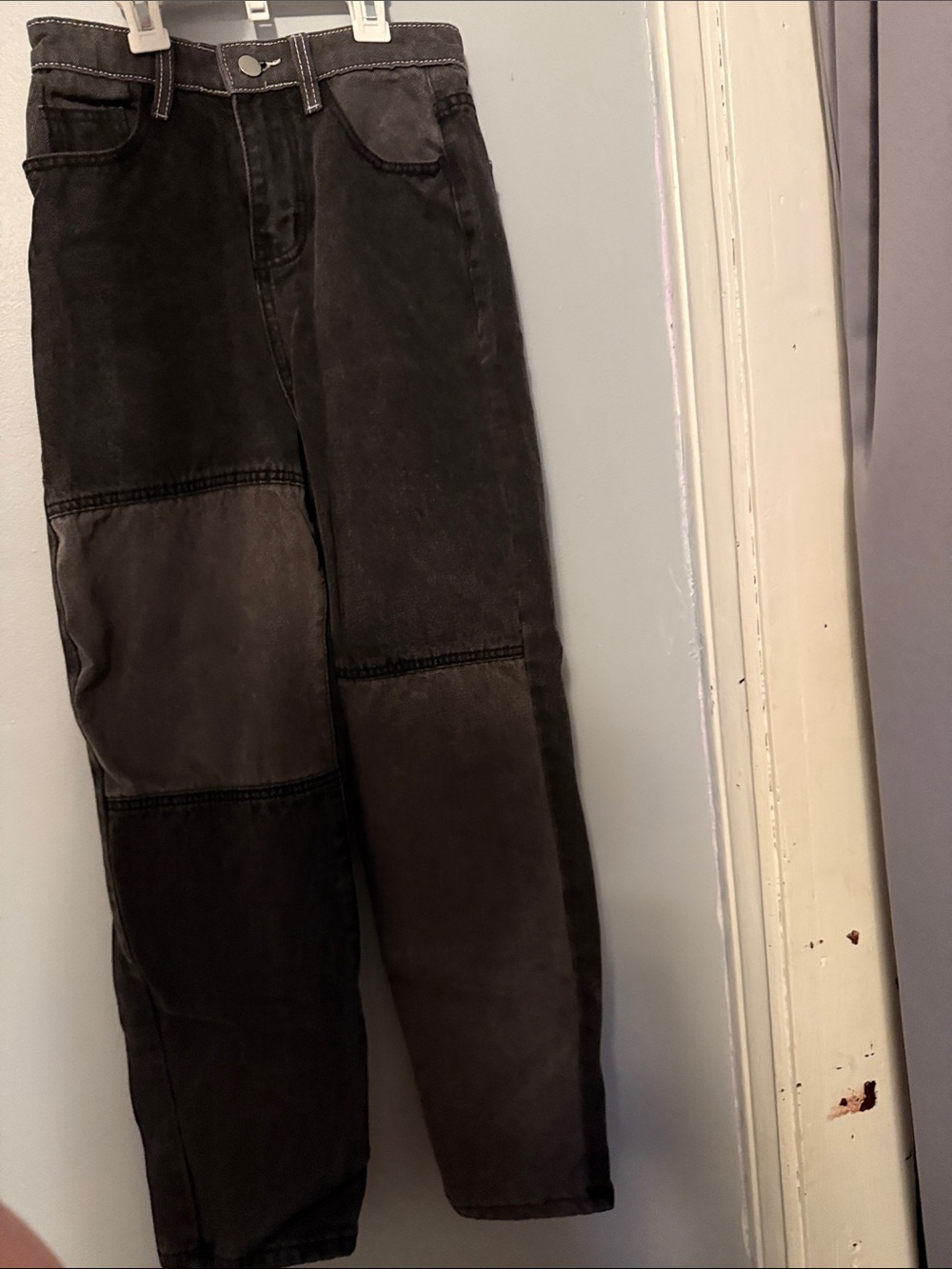 Two-Tone Black & Charcoal Patchwork Jeans